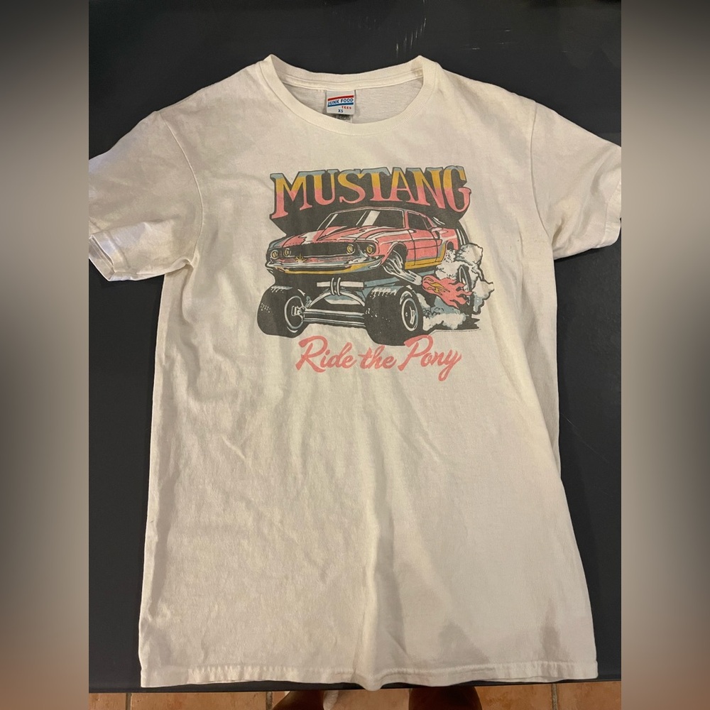 Junk Food Clothing Cream and Red Vintage Car Tee Mustang
